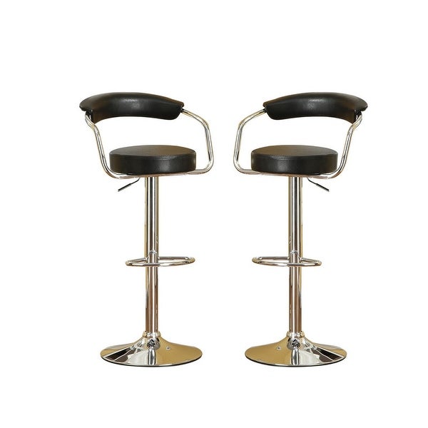 Faux Leather Bar Stools Set of 2，Barstools w/ Footrest，Armless，Black