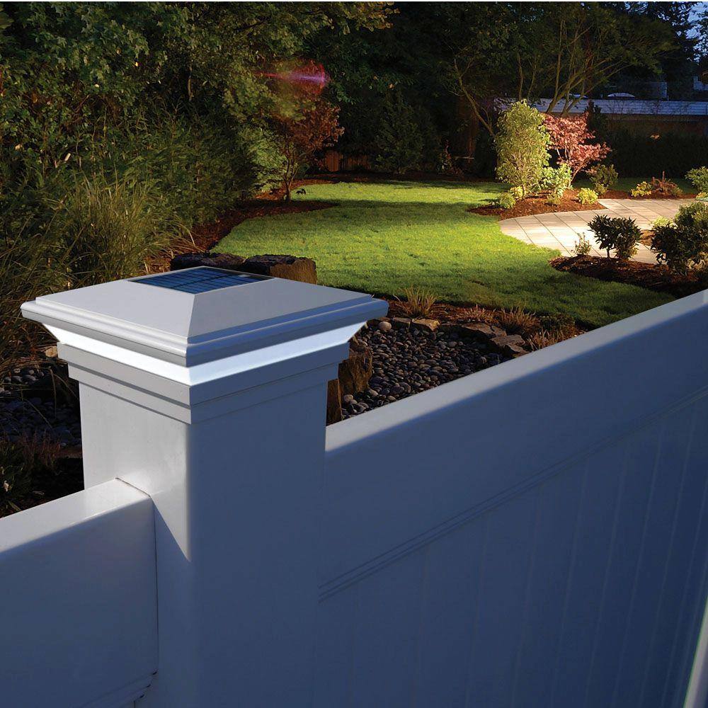 Veranda 5 in. x 5 in. Vinyl Solar-Powered Contemporary Beveled Post Cap 73013118