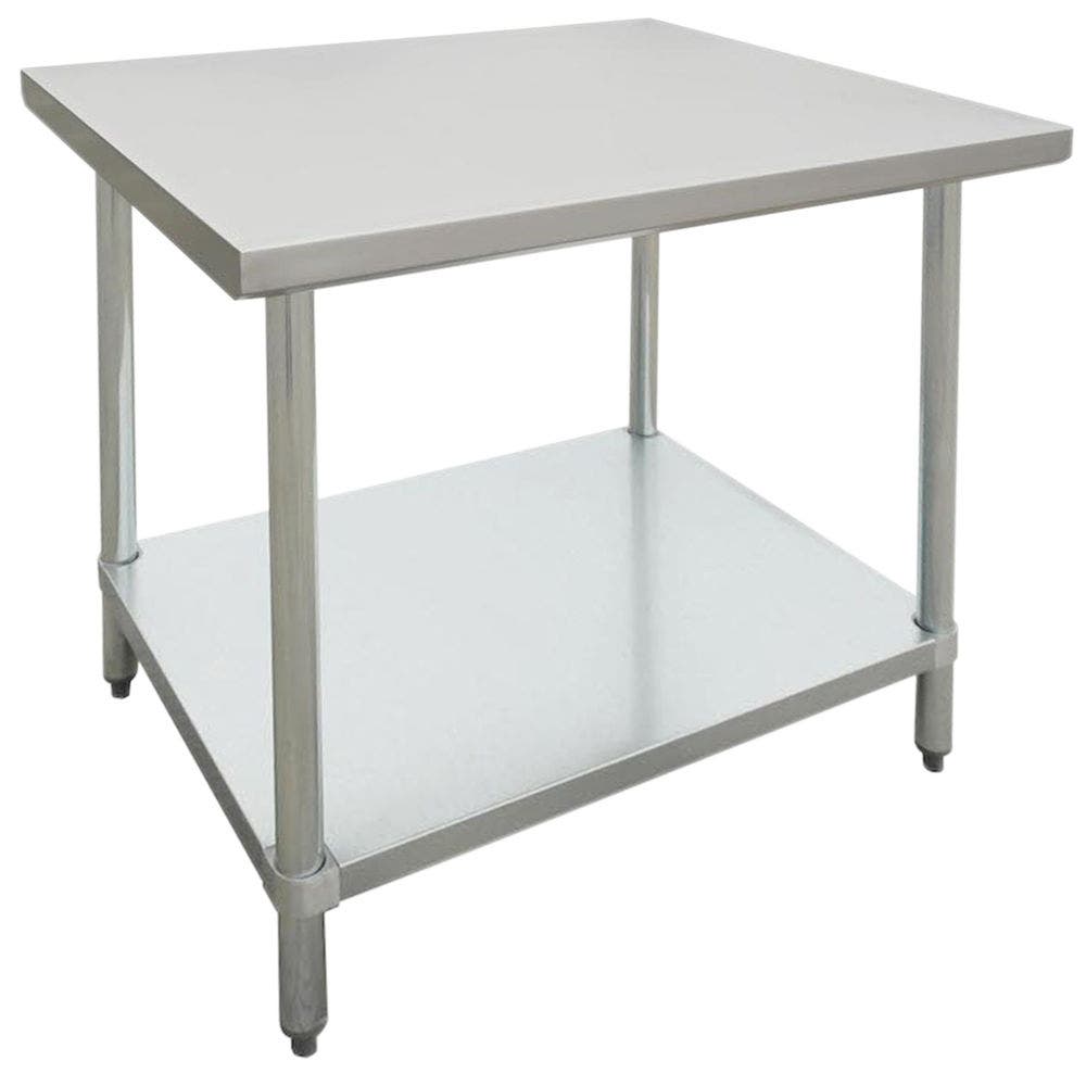 Central Exclusive Stainless Steel Work Table Flat Top With Half-Square Edge - 36