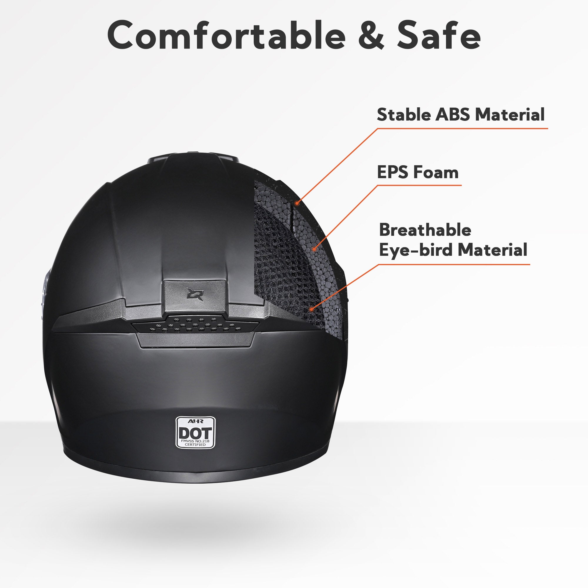 AHR RUN-F3 DOT Motorcycle Helmet Full Matt Black