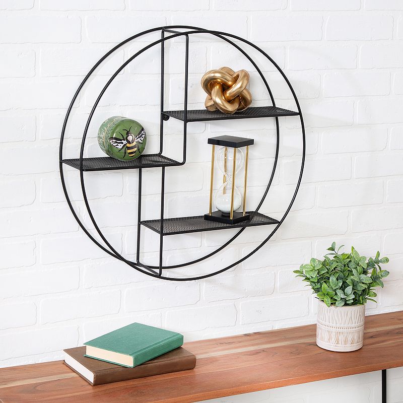 Honey-Can-Do Rustic Circular Wall Shelf