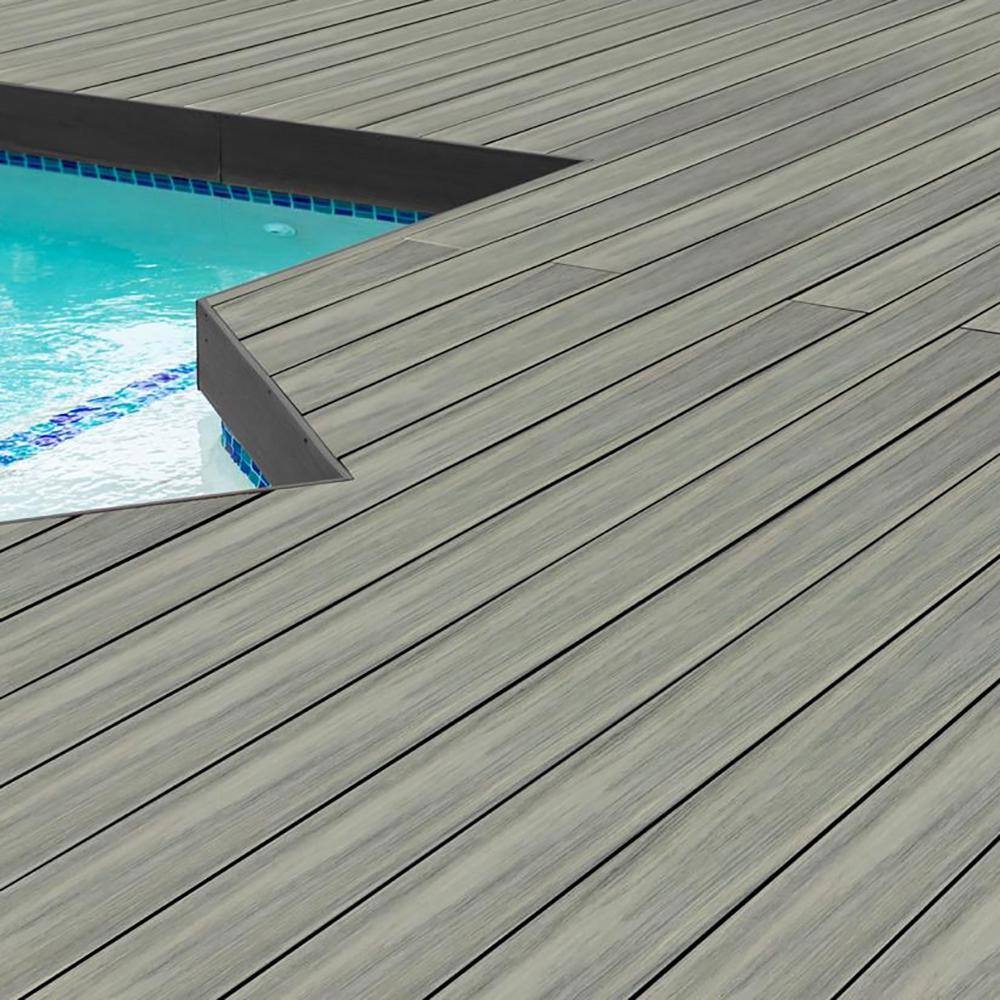 FORTRESS Infinity IS 5.35 in. x 6 in. Grooved Caribbean Coral Grey Composite Deck Board Sample 194106109