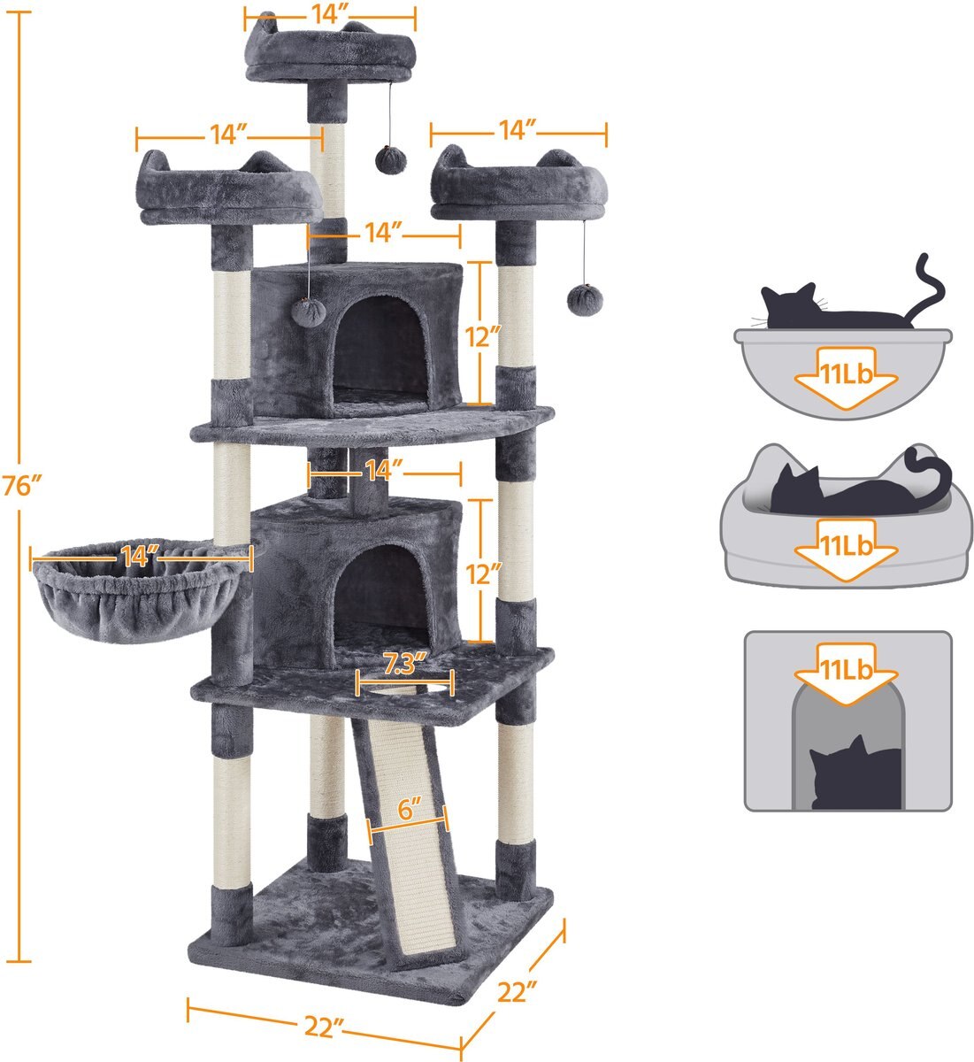 Yaheetech 76-in Multi-Level Cat Tree