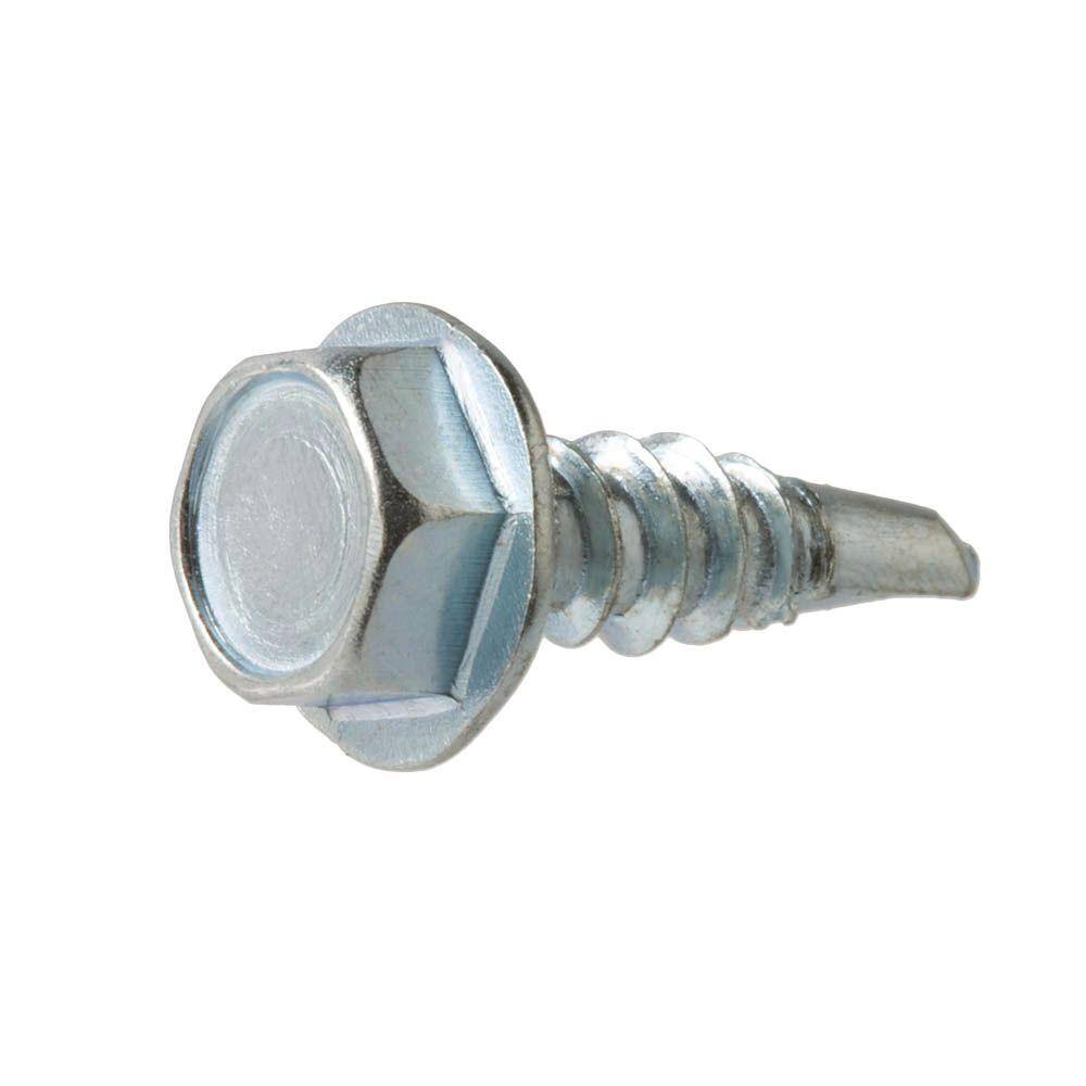 Everbilt #8 x 58 in. Zinc Plated Hex Head Sheet Metal Screw (100-Pack) 823032