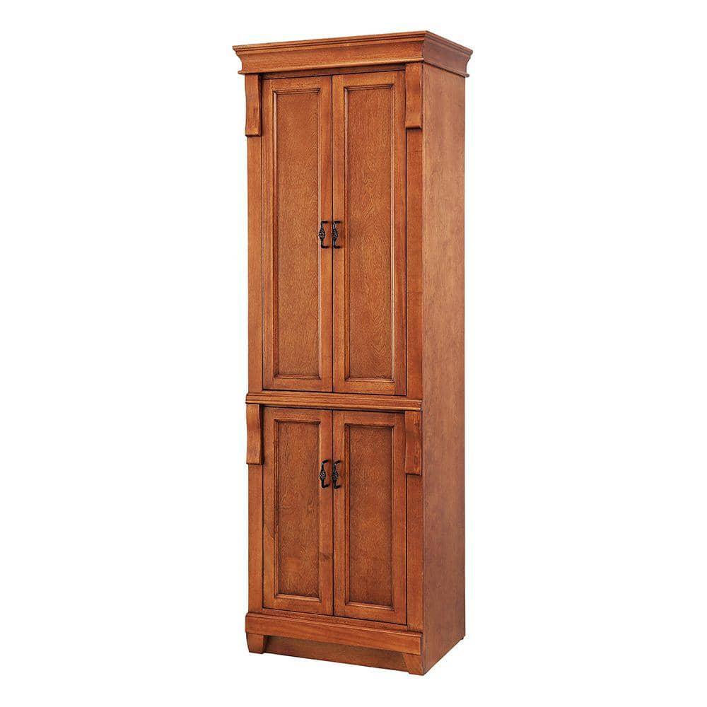 Home Decorators Collection Naples 24 in W x 17 in D x 74 in H Bathroom Linen Cabinet in Warm Cinnamon