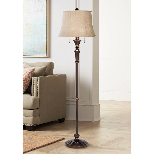 Tall Rich Bronze Copper Burlap Bell Shade For Living Room Bedroom Office House Home