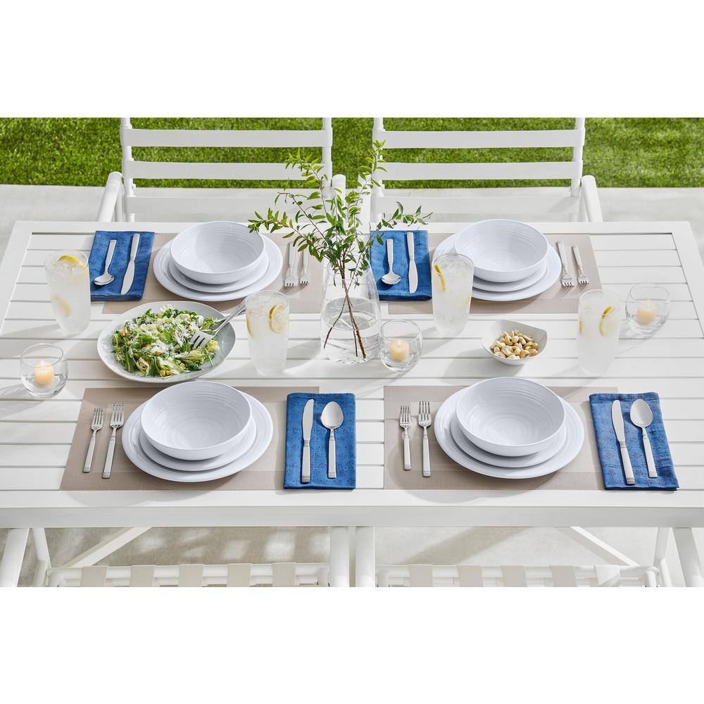 StyleWell Taryn Melamine Salad Plates in Ribbed Solid White (Set of 6) FF5879WHT