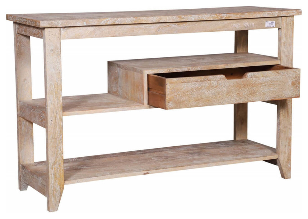 Pelion Shabby Chic Reclaimed Wood Console Hall Table With Drawer   Farmhouse   Console Tables   by Sierra Living Concepts Inc  Houzz