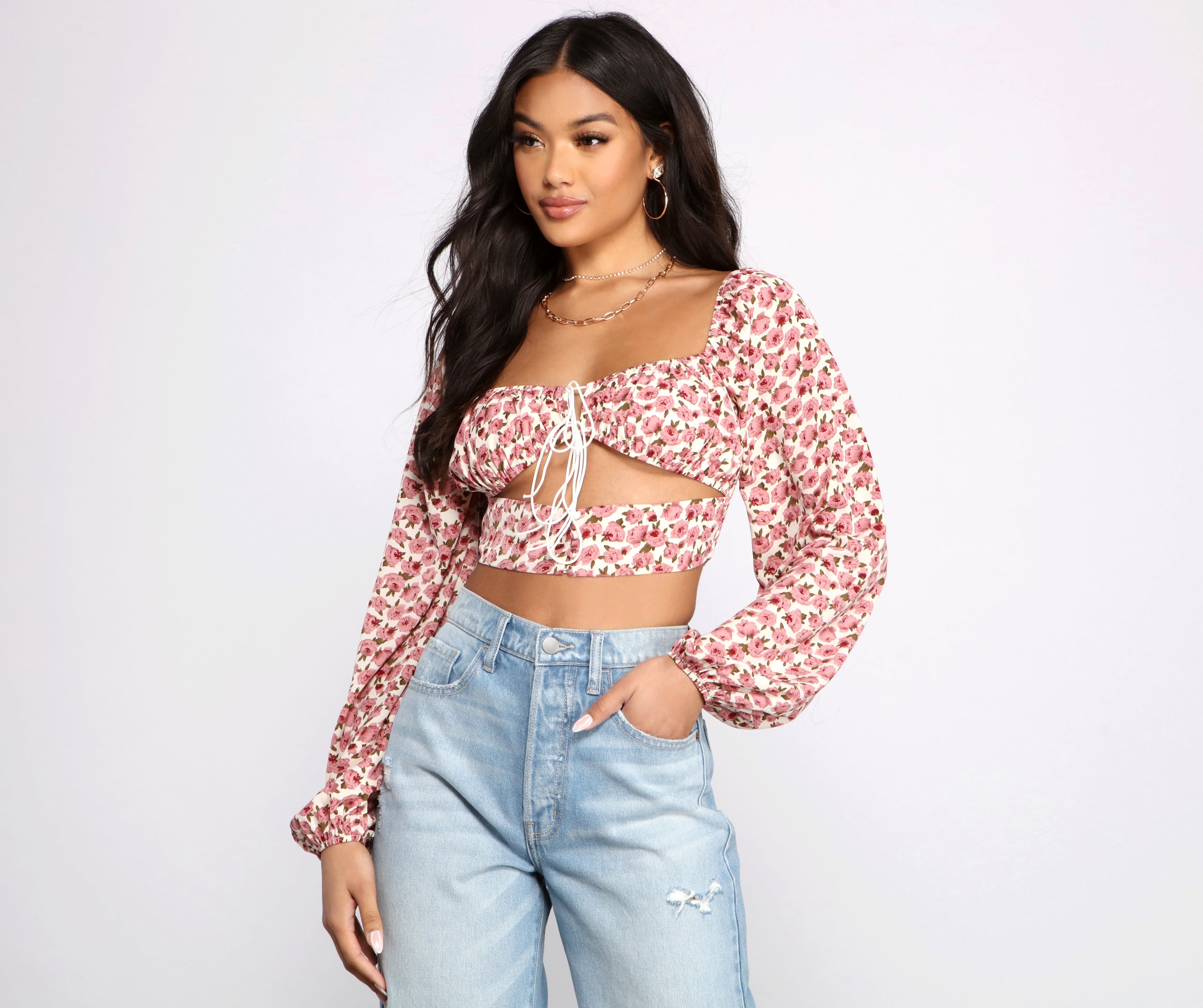 Sweetly Chic Tie Front Crop Top