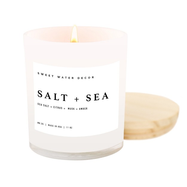 Sweet Water Decor Salt And Sea 11oz White Jar Soy Candle