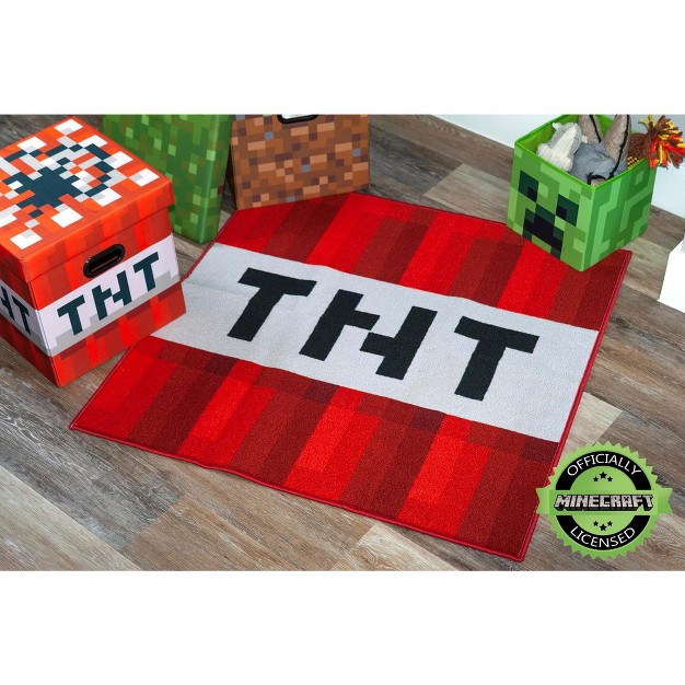 Ukonic Minecraft Tnt Block Indoor Area Rug Tnt Block Minecraft Rug 39 inch Square Area Rug