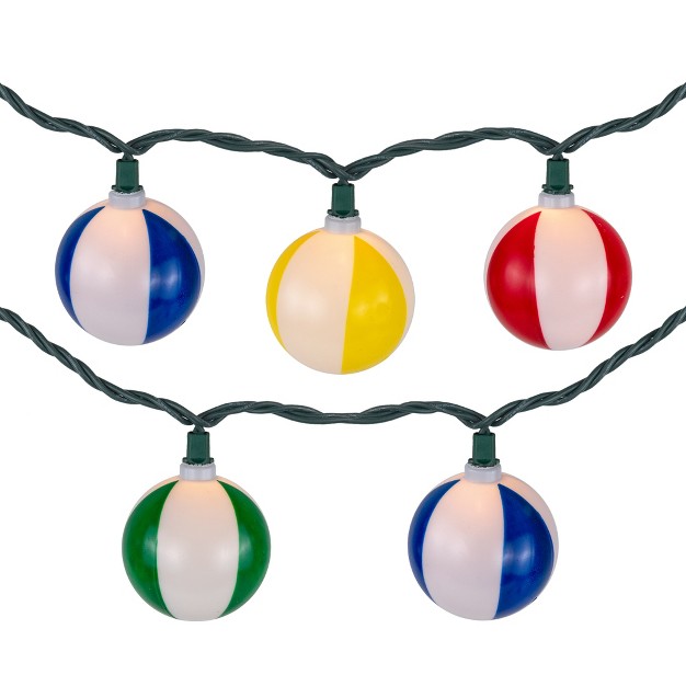 Northlight 10 count Beach Ball Patio Light Set 6ft Green Wire