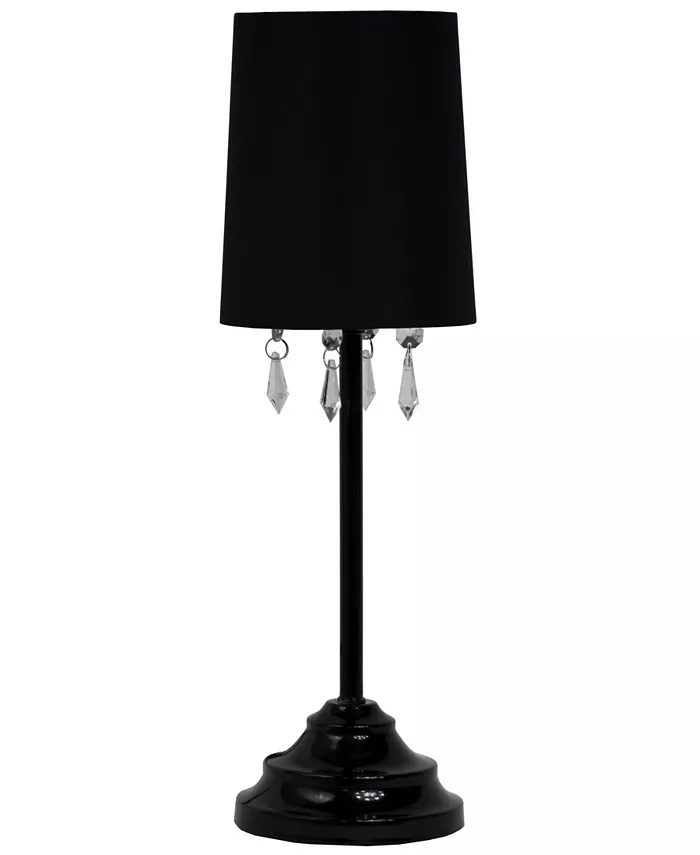 All The Rages Simple Designs Table Lamp with Fabric Shade and Hanging Acrylic Beads