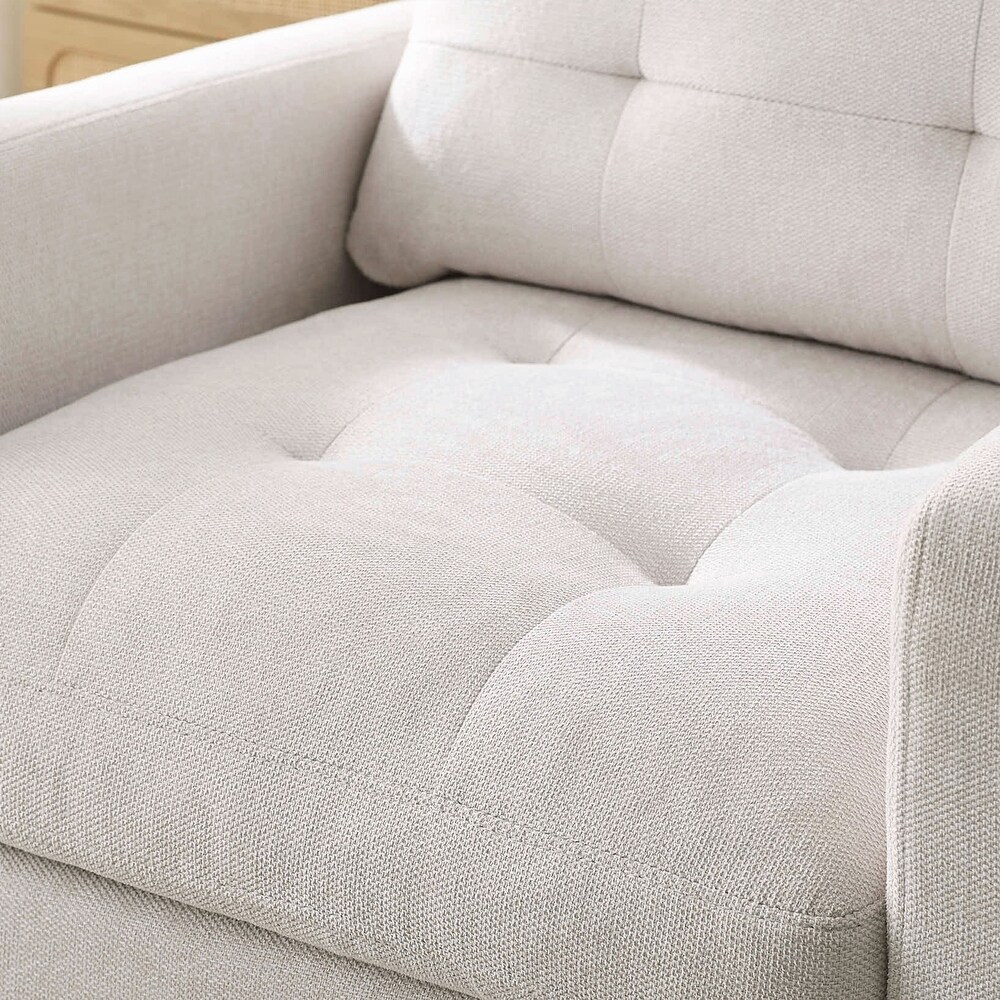 Modern Single Sofa Chair  Living Room Armchair with Movable Ottomans  Tufted Lounge Chair Sofa for Reading Nap Chair  Beige