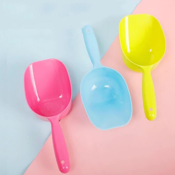 Fovien Plastic Solid Cat Litter Shovel Dog Food Shovel Candy Color Pet Dog Cleaning Supplies Pink 1Pc