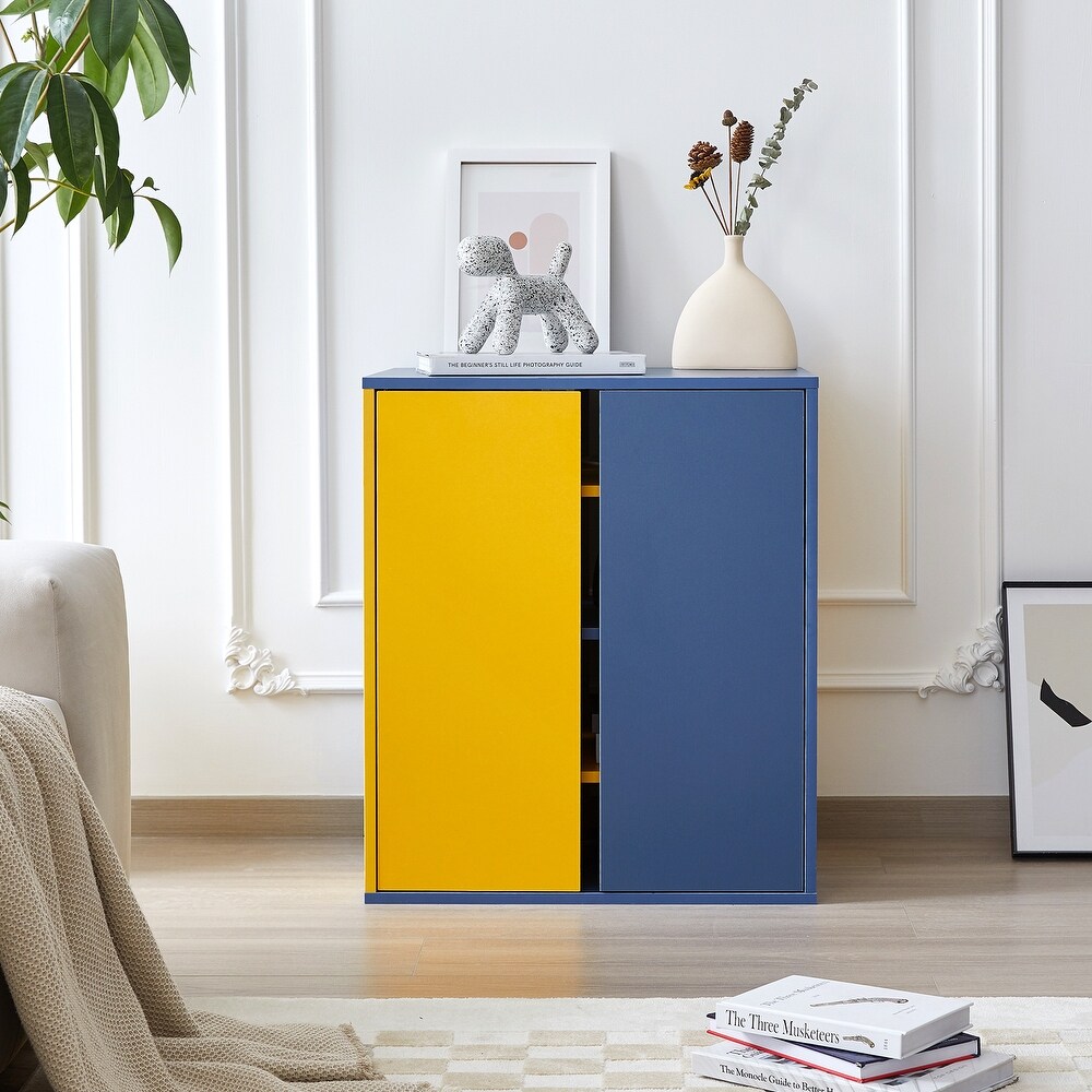 Storage Cabinet Modern Coffee Bar Cabinet Large Capacity Storage Cabinet with 3 Adjustable Shelves for Living Room