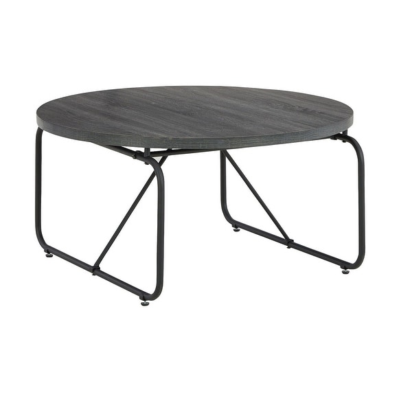 Modern 3 Piece Coffee Table Set with Side Tables， Metal Base， Charcoal