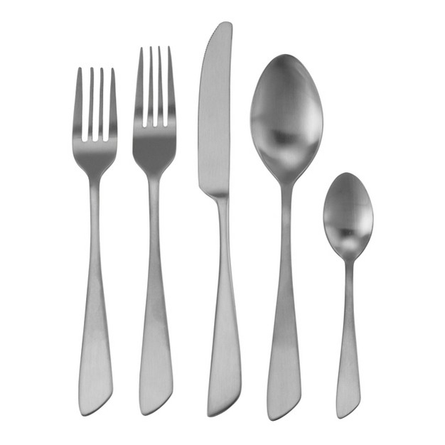 Megachef Gibbous 20 Piece Flatware Utensil Set Stainless Steel Silverware Metal Service For 4 In Matte Silver