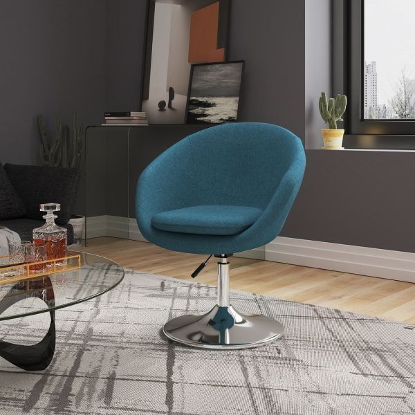 Hopper Swivel Adjustable Height Chair in Sky Blue and Polished Chrome