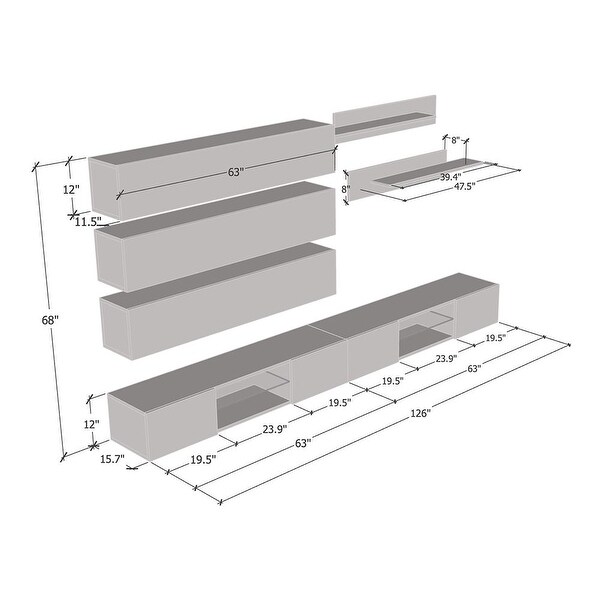 Fly J1 33TV Wall Mounted Floating Modern Entertainment Center