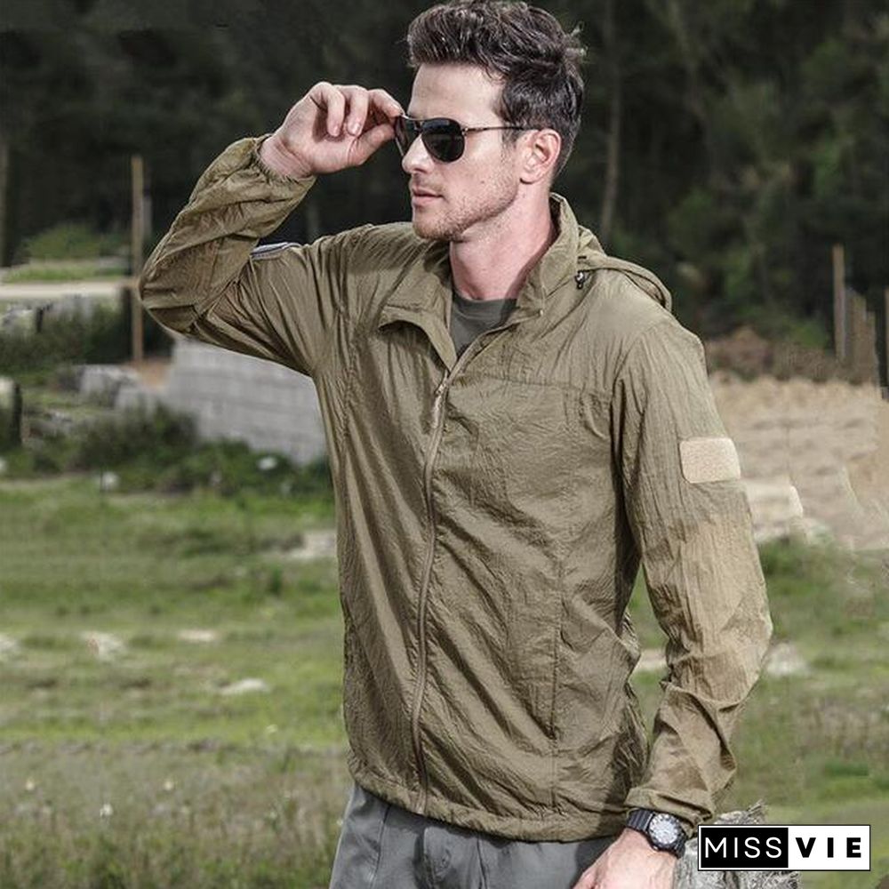 Lightweight Waterproof Tactical Jacket Men Breathable Thin Hoody Raincoat Military Portable Windbreaker Jackets