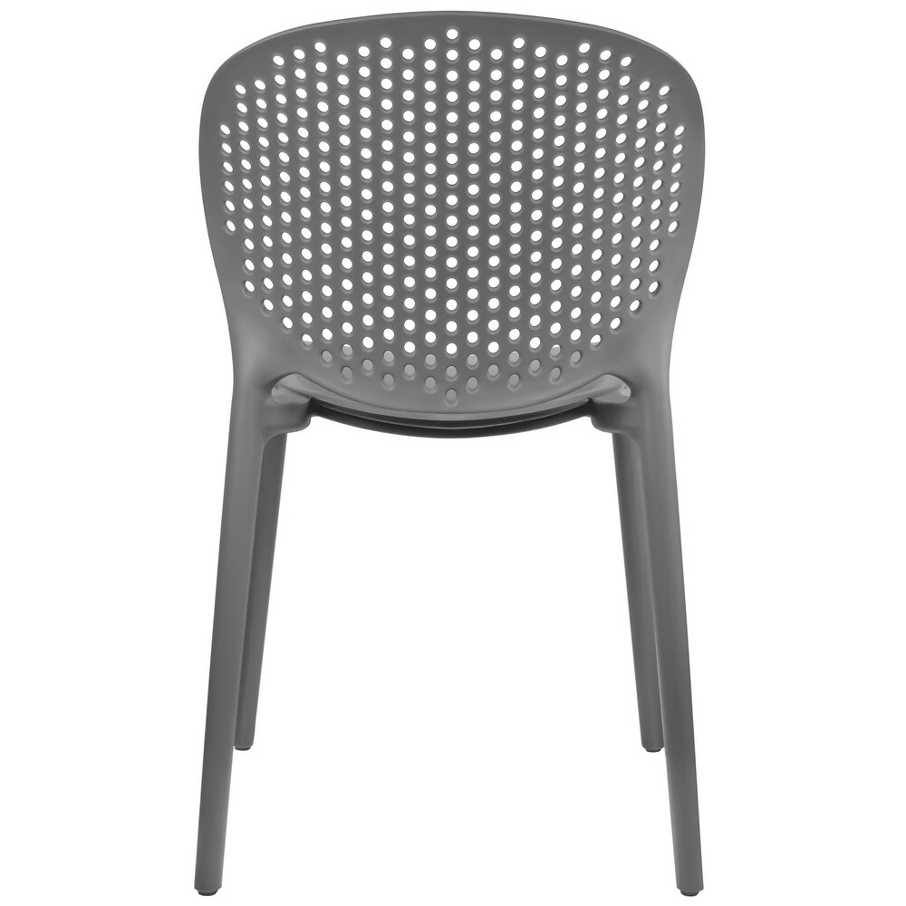 Modern Plastic Garden Patio Indoor or Outdoor Dining Stackable Chair UV Protected Armless With Dot Back Surf