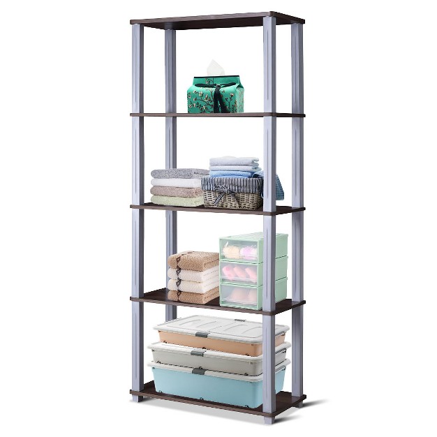 Tangkula 5 tier Storage Rack Display Shelves Bookshelf For Home Office