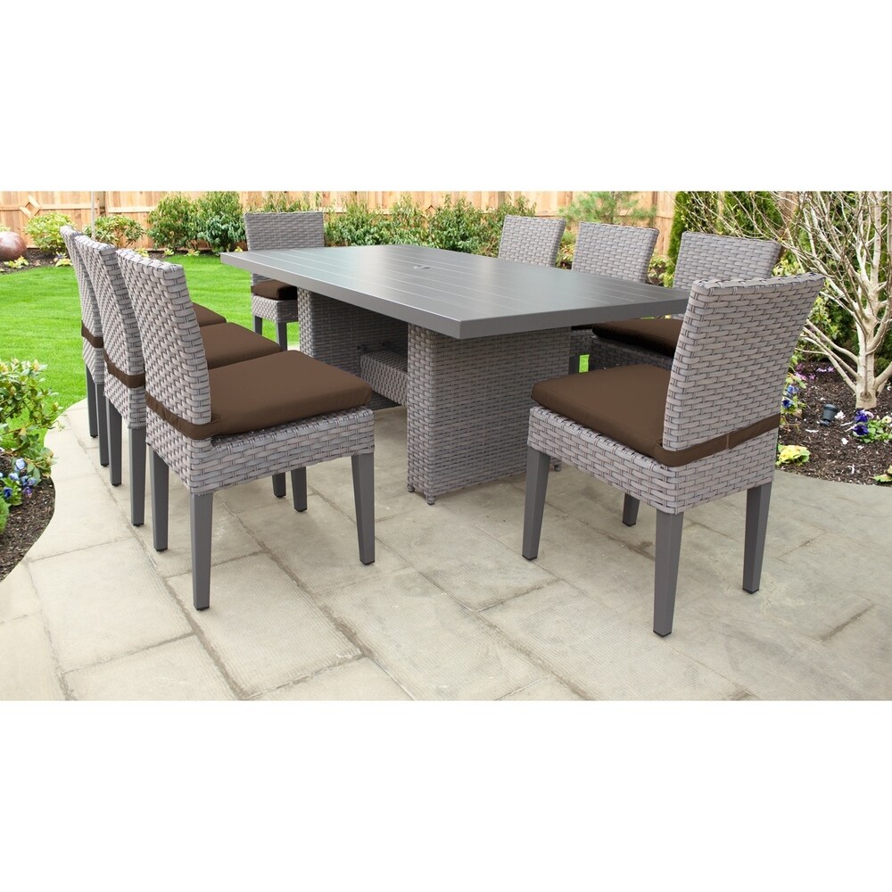 Monterey Rectangular Outdoor Patio Dining Table with 8 Armless Chairs