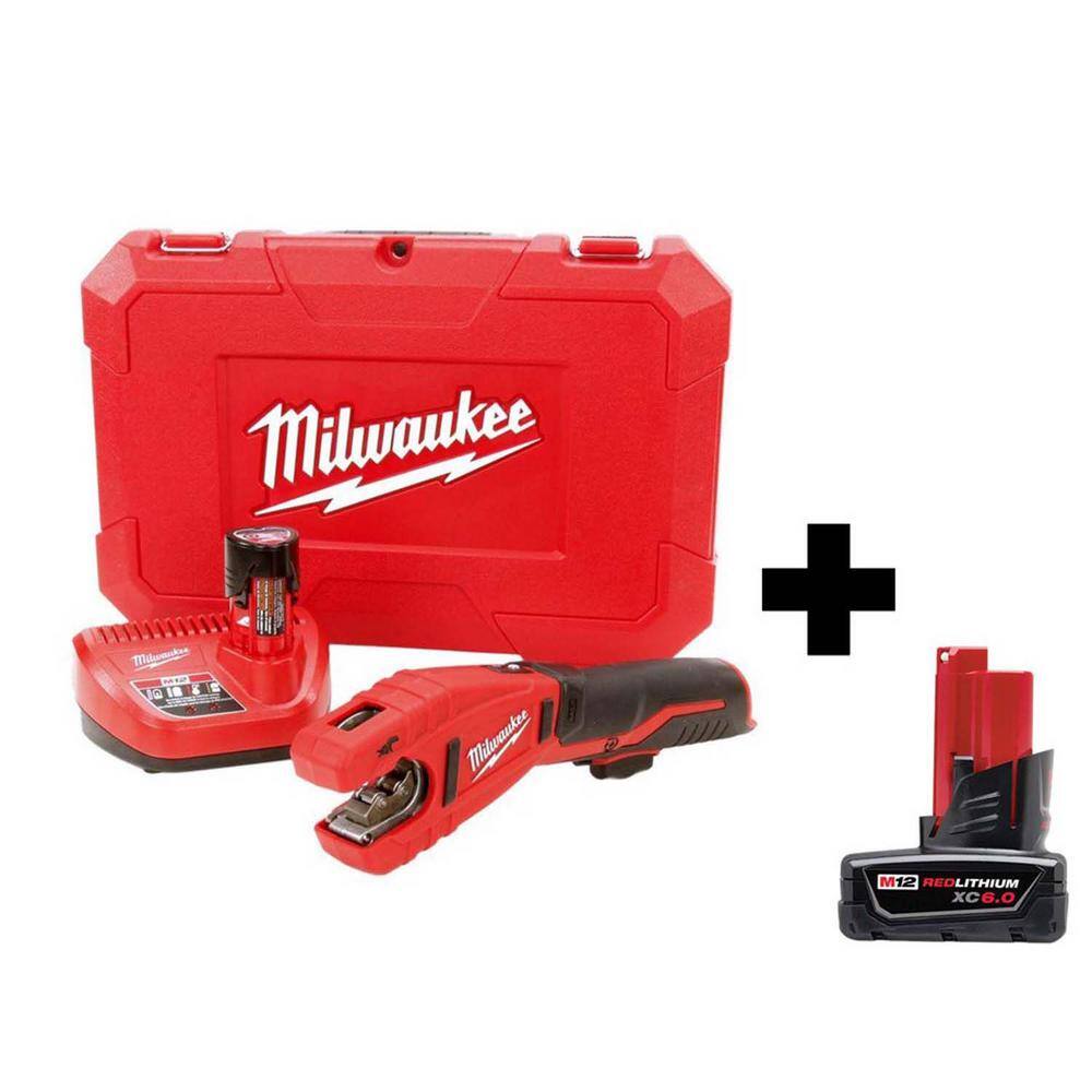 MW M12 12V Lithium-Ion Cordless Copper Tubing Cutter Kit with 6.0Ah Battery 2471-21-48-11-2460