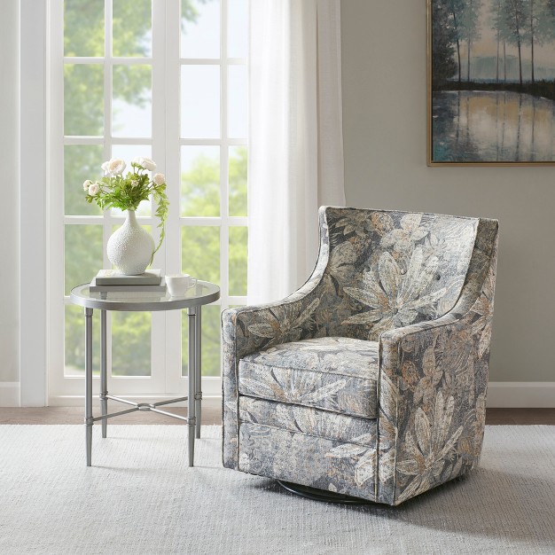 Aaron Curve Back Swivel Glider Chair Blue