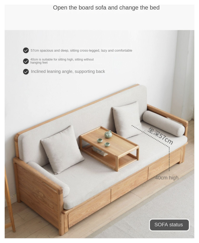 North American Solid Wood MultiFunctional Storage Sleeper Sofa   Transitional   Sleeper Sofas   by GVAwood  Houzz