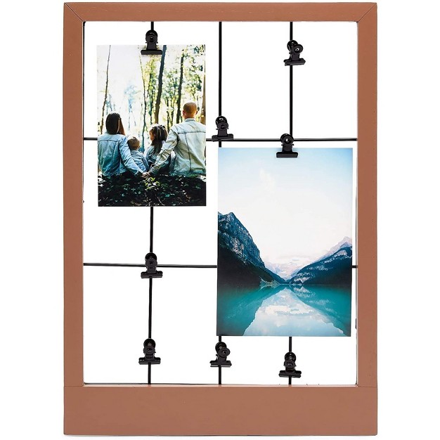 Farmlyn Creek Wall Mounted Brown Picture Frame Wood Photo Frame With Clips 15 7 X 11 4 X 0 59 In