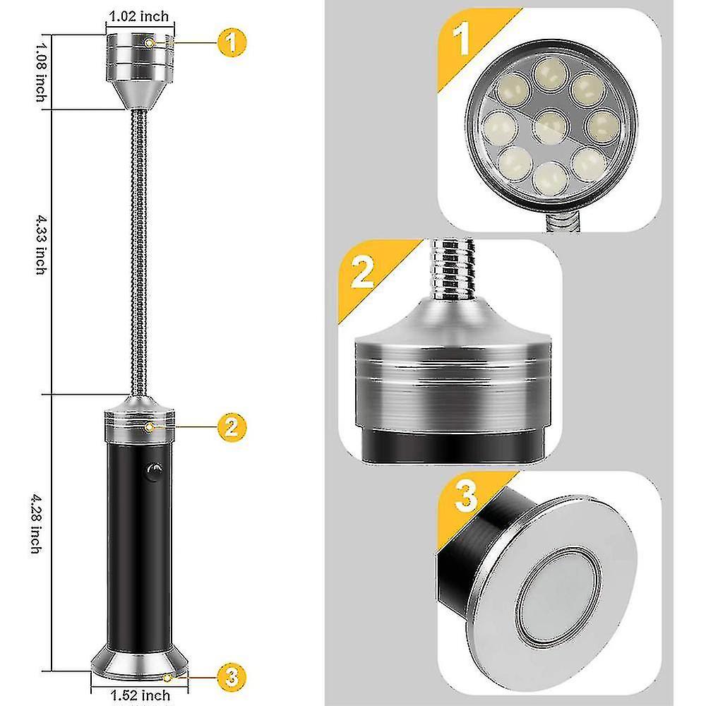 2pcs Grill Light， Magnetic Grill Lamp On Both Sides， 9 Leds Bbq Light