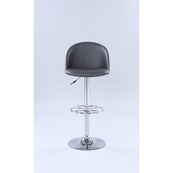 Somette Rounded Back Pneumatic Adjustable Stool with Dark Gray Faux Leather