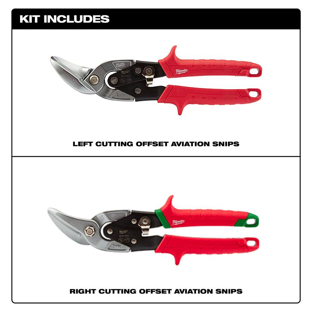 MW Left and Right Offset Aviation Snips (2-Pack) 48-22-4523