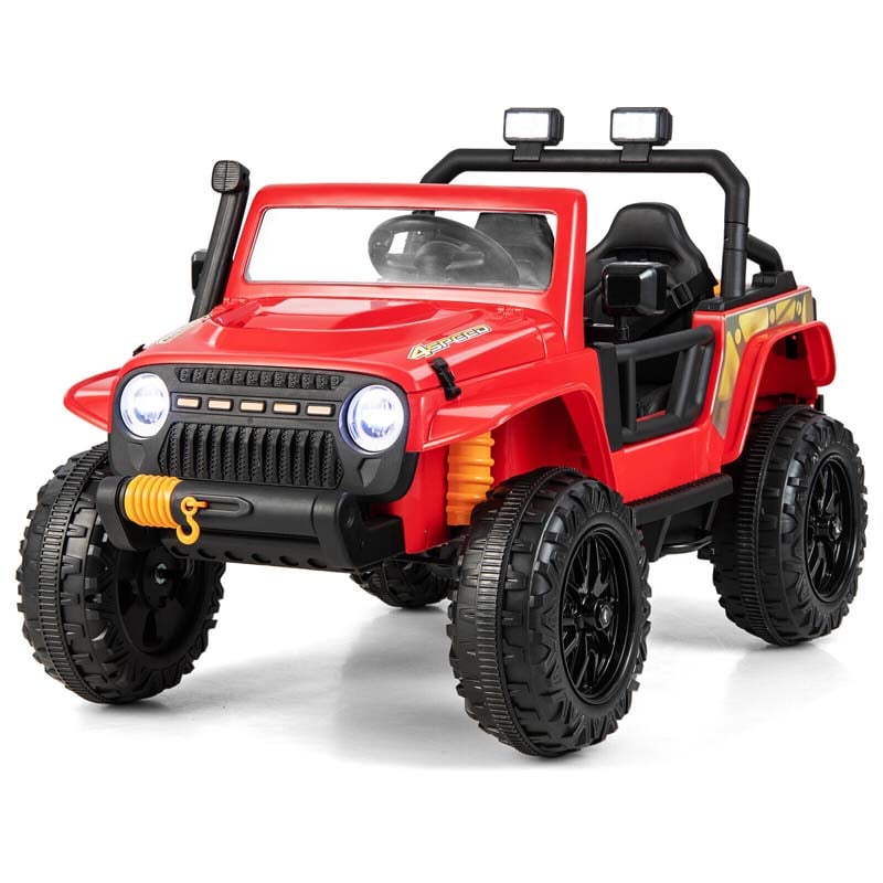 Parent-Child Ride On Truck, 12V 10AH Battery Powered RC Riding Toy Car with Trunk & Suspension Springs