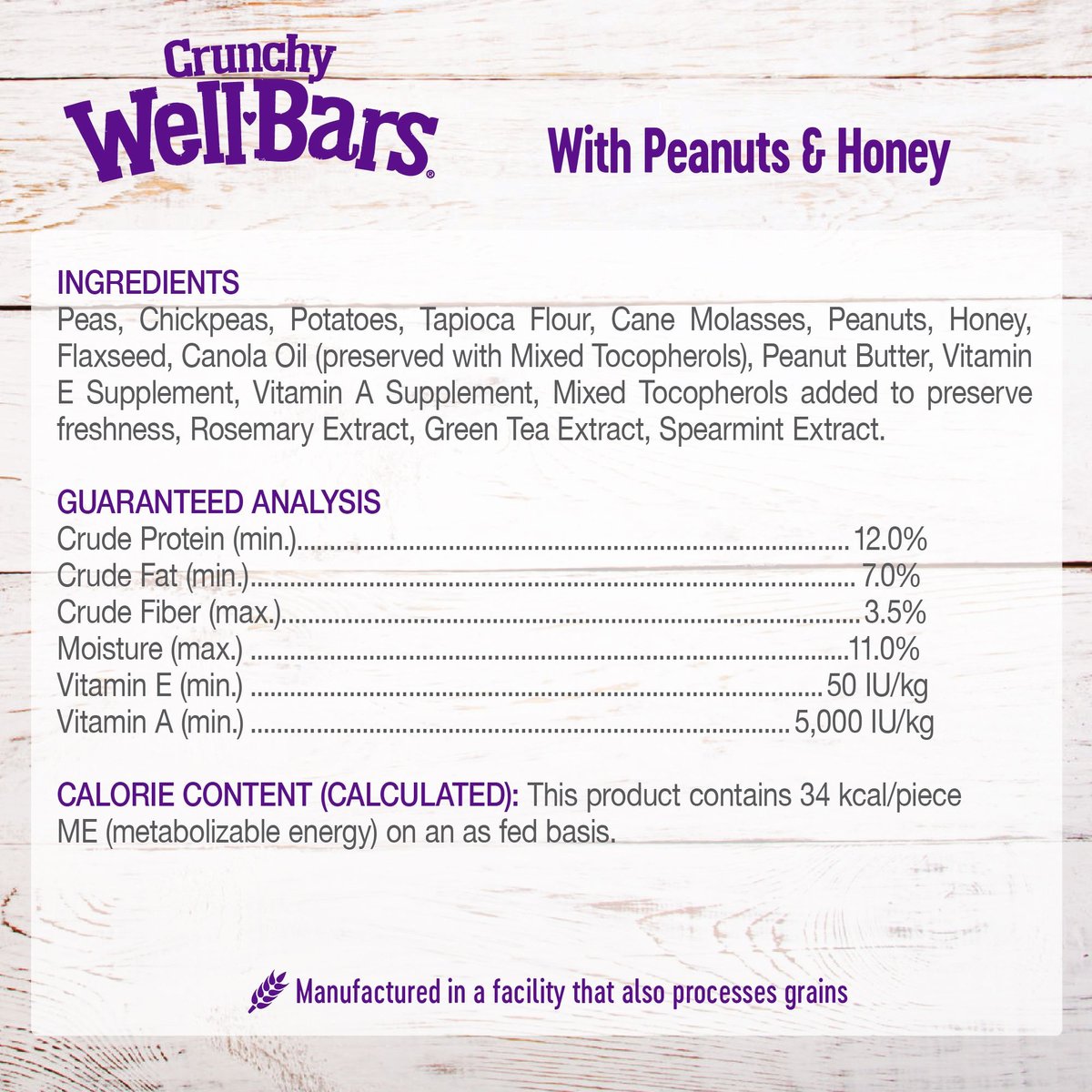 Wellness WellBars Grain-Free Crunchy Peanuts and Honey Baked Dog Treats