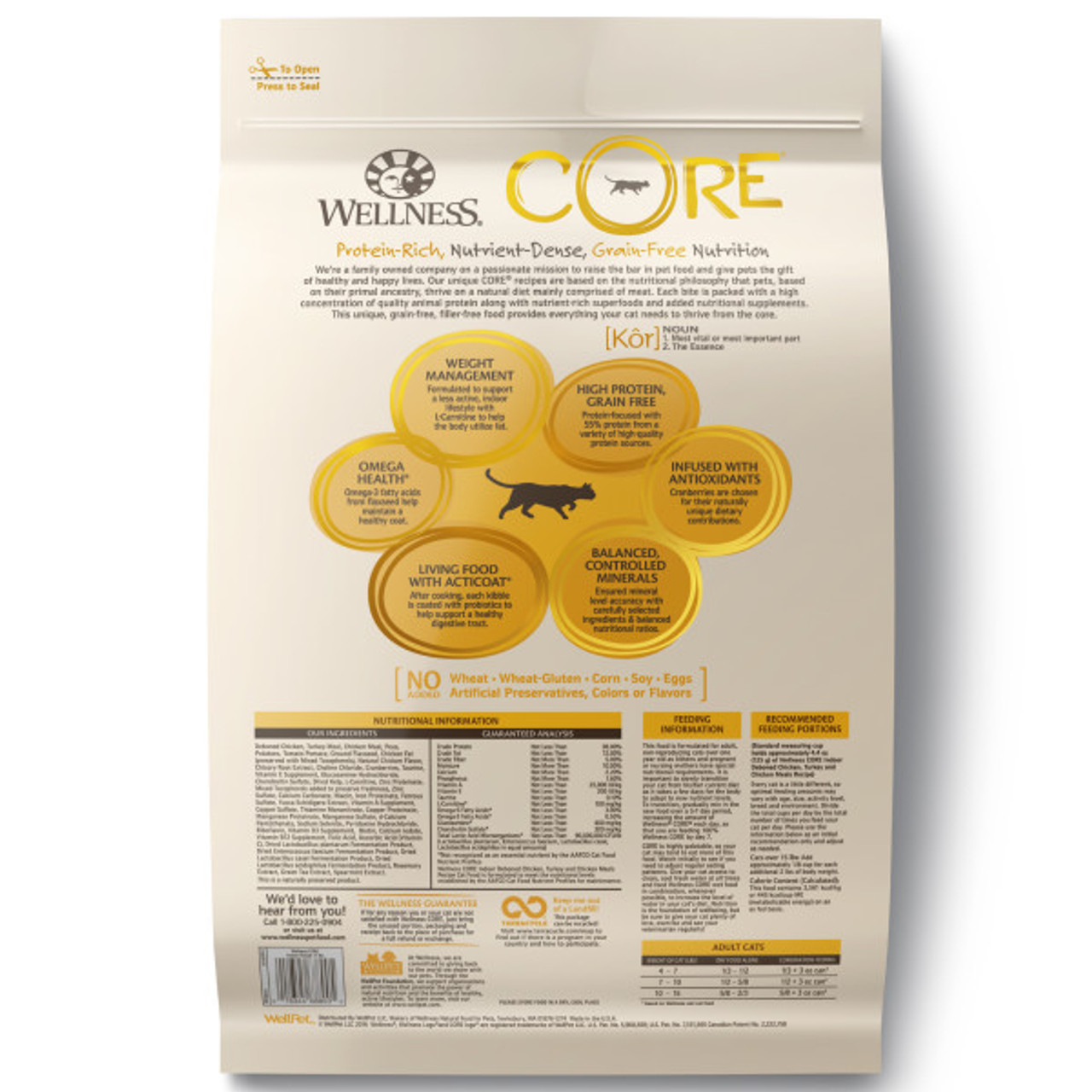 Wellness CORE Grain-Free Indoor Formula Dry Cat Food， 11lb. Bag