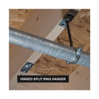 The Plumber's Choice 1 in. Hinged Split Ring Pipe Hanger Galvanized Iron Clamp with 38 in. Rod Fitting for Suspending Tubing (10-Pack) 01HSHG-10