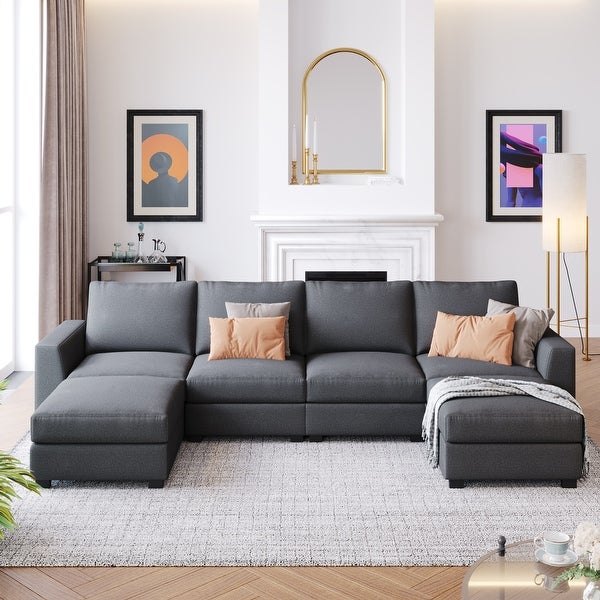 3 Pcs U Shaped Sectional Sofa， 130.7