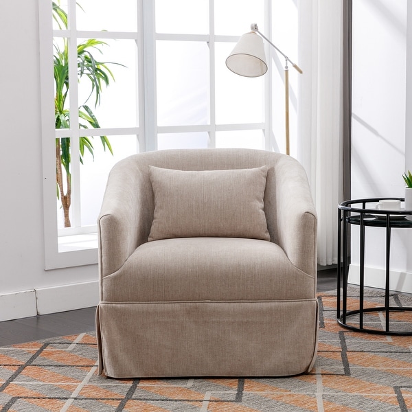 360-Degree Swivel Metal Base Accent Armchair Modern Linen Padded Seat Living Room Accent Chairs， Soft Comfortable Chair