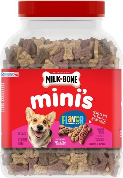 Milk-Bone Mini's Flavor Snacks Beef， Chicken and Bacon Flavored Biscuit Dog Treats