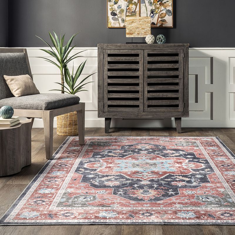 nuLoom Jay Persian Medallion Machine Washable Area Rug