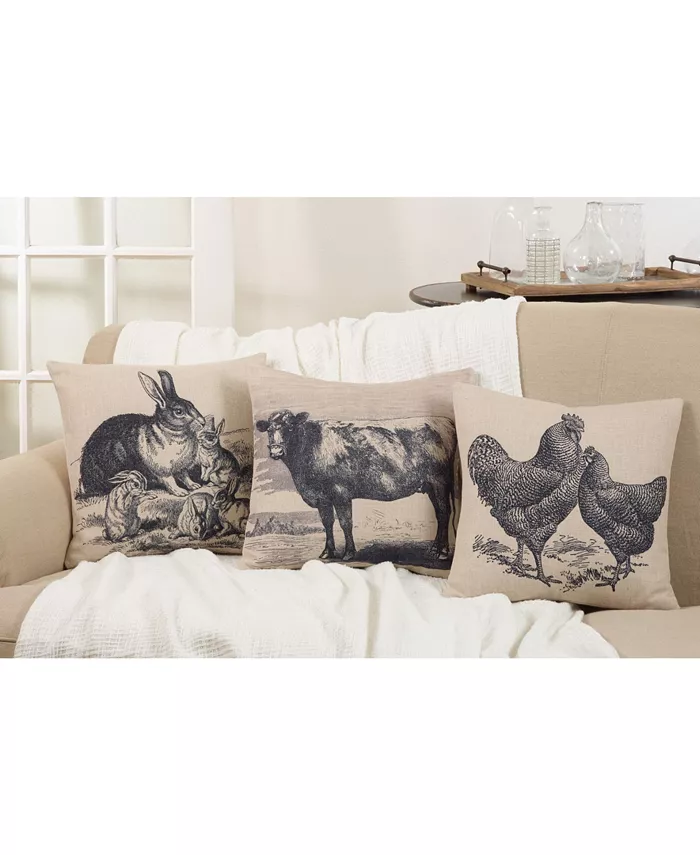 Saro Lifestyle Farmhouse Cow Printed Decorative Pillow， 18