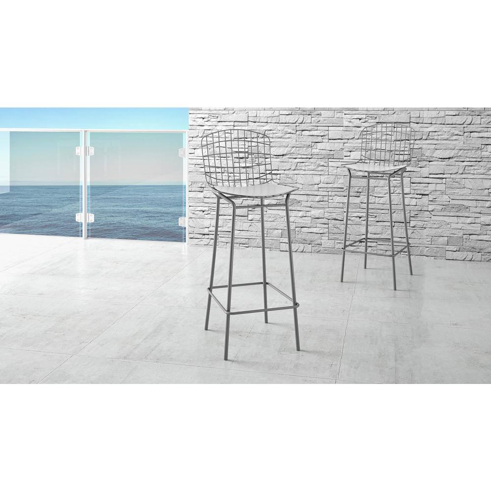 Manhattan Comfort Madeline Charcoal Grey and White Bar Stool (Set of 2) 2-198AMC8