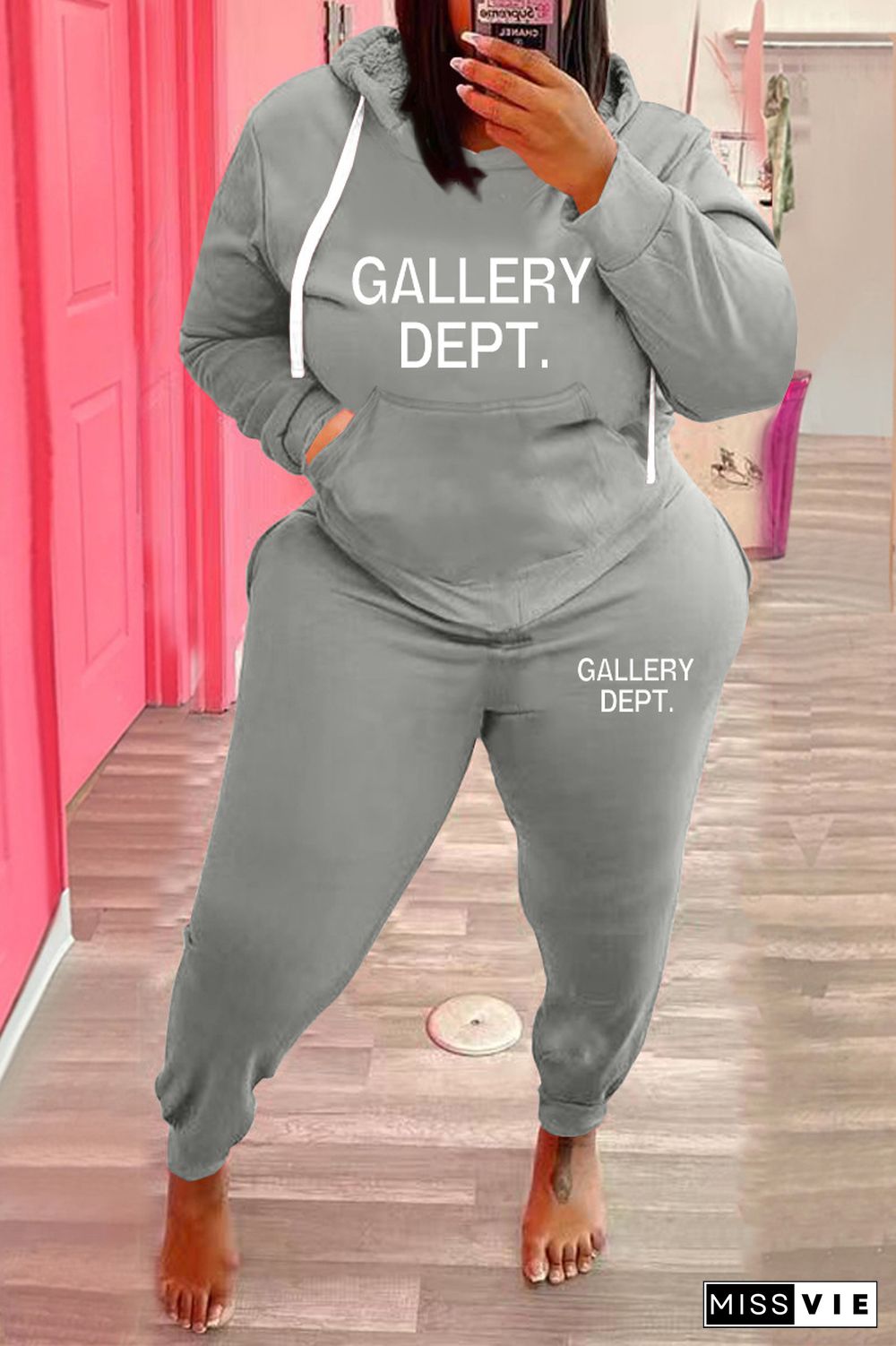 Plus Size Hoodies Sweatshirt and Pants 2 Pieces Sets