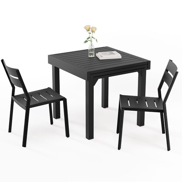 3/5/7 Pieces Patio Dining Set Expandable Dining Table with Stackable Aluminum Chairs