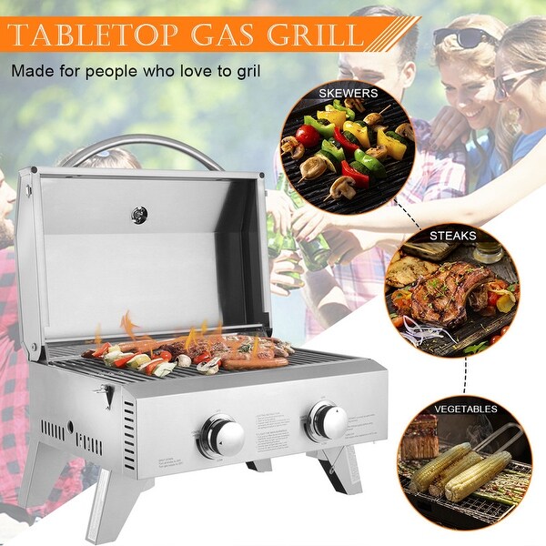 2 - Burner Stainless Steel Portable Liquid Propane 20000 BTU Gas Grill