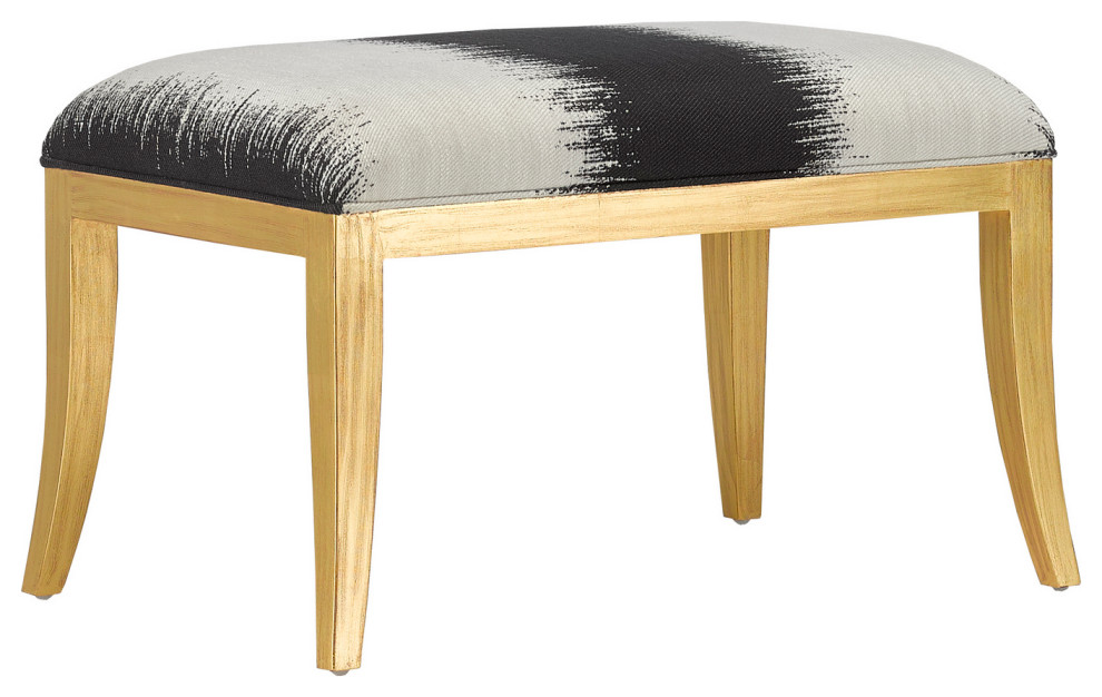 Currey and Company 7000 0232 Ottoman  Gold Finish   Contemporary   Footstools And Ottomans   by Ultra Design Center  Houzz