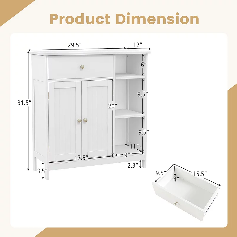 Freestanding Kitchen Cupboard Storage Organizer With 1 Large Drawer